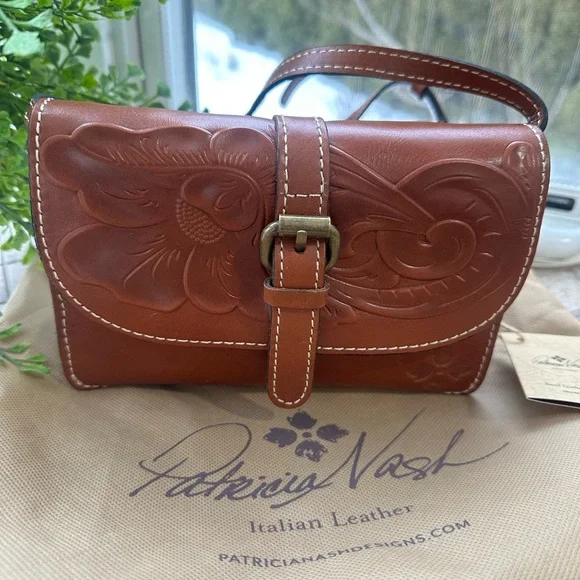 Patricia Nash Floral Embossed Tan Crossbody Bag TORRI TOOLED P06107 FLORANCE - Picture 4 of 13